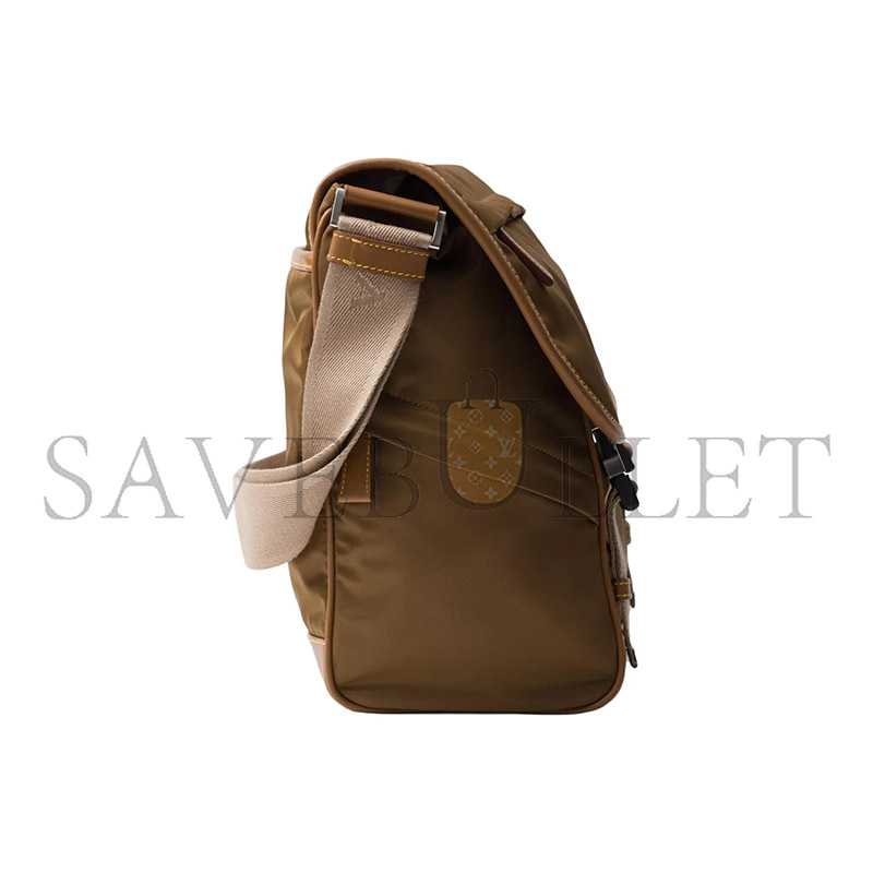 PRADA LARGE RE-NYLON AND SUEDE SHOULDER BAG 2VD052 (30*27.5*14.5cm)